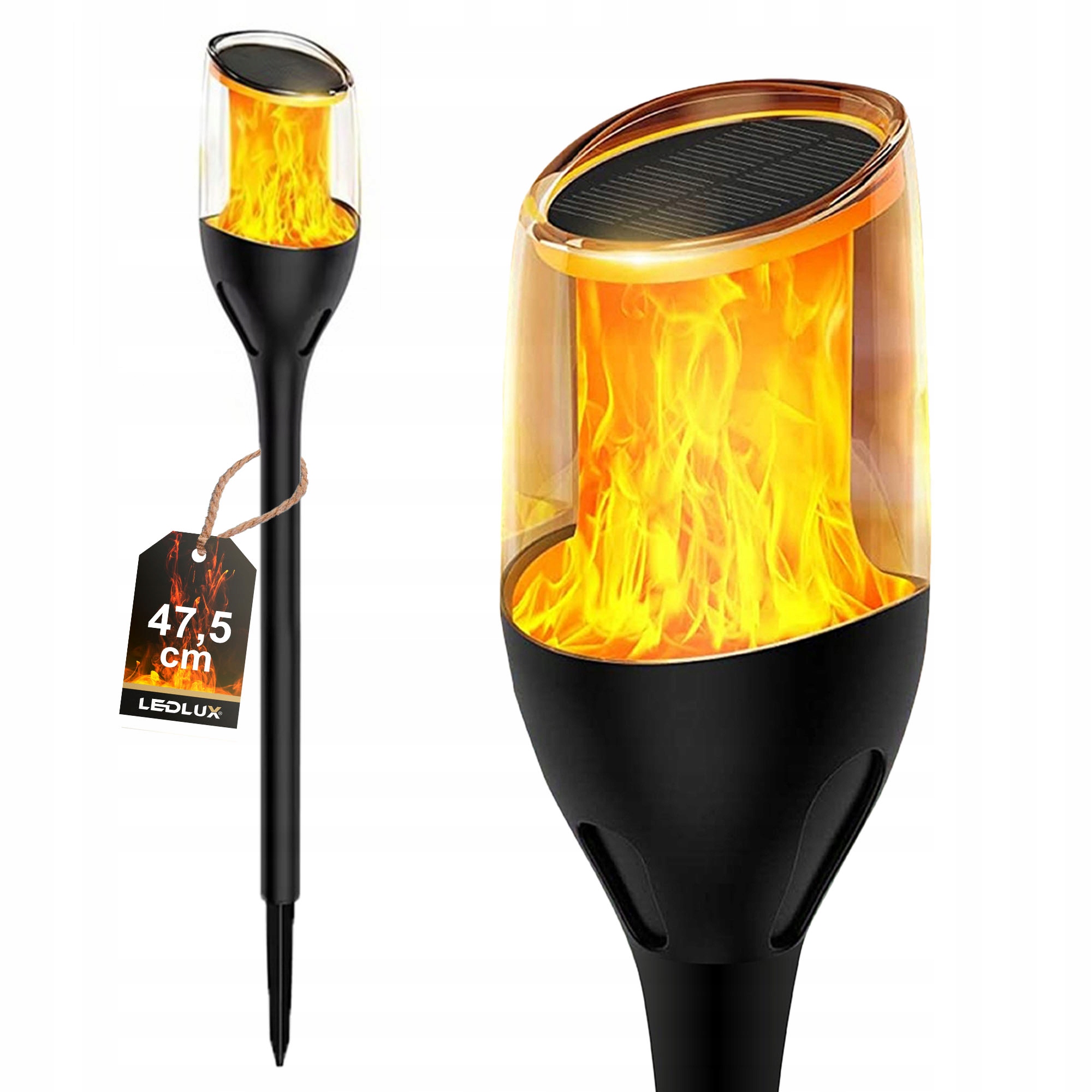 Solárna lampa LED-lux, čierna, 47,5 cm, 1 ks.
